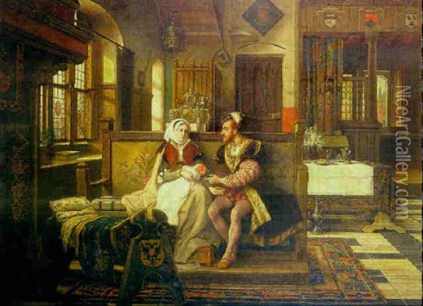 Carlos V Vixitando A Barbara Blomborg Y Su Hijo D. Juan De Austria Oil Painting - Albrecht (Albert) Frans Lieven Vriendt