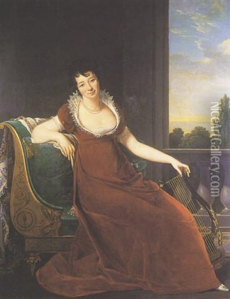 Portrait De La Baronne Constance Lezurier De La Martel Oil Painting - Robert Jacques Francois Faust Lefevre
