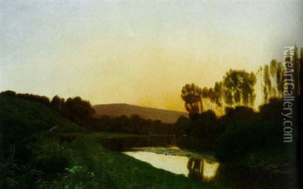 River Landscape Oil Painting - Ernest Emile Armand-Delille