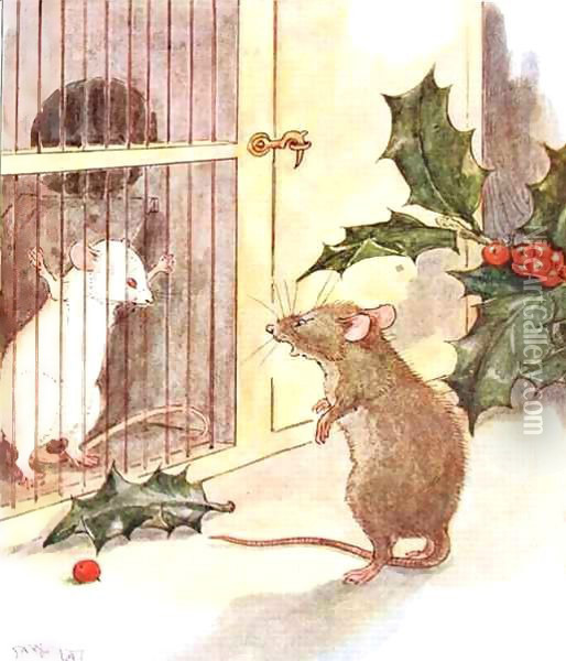 Saw a prison and in it the white ghost of a mouse Oil Painting - Anne Anderson