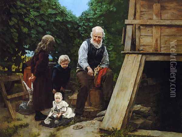 Grandfather's Pleasure Oil Painting - Louis Charles Moeller