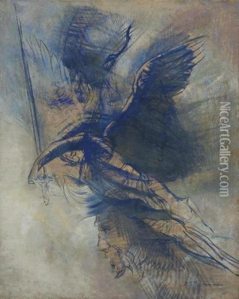 L'ange Guerrier Oil Painting - Odilon Redon