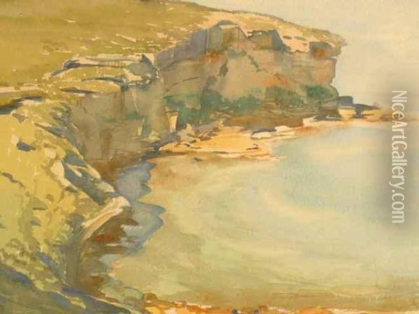 Coastal Cliffs Nsw Oil Painting - John Pherson Mac Ross