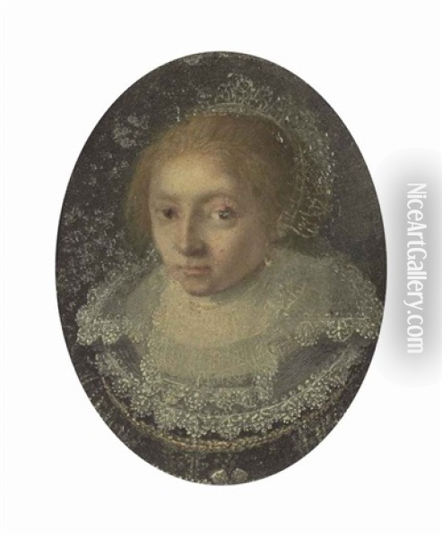 Portrait Of A Lady, Bust-length Oil Painting - Paulus Moreelse