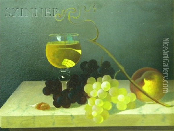 Fruit And Wine Oil Painting - Carducius Plantagenet Ream