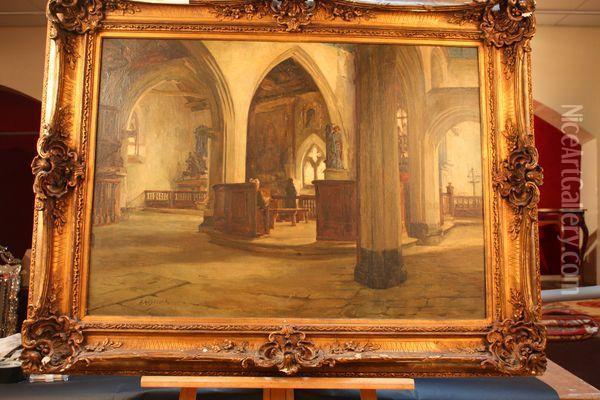 Interieur D'eglise Bretonne Oil Painting - Amedee Muselier