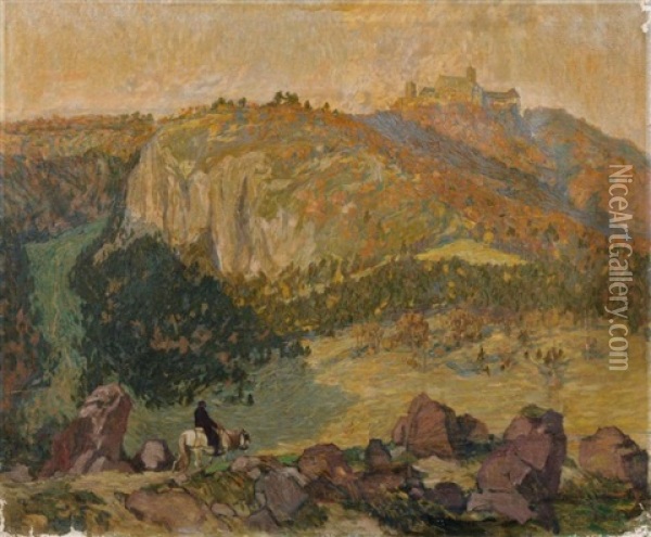 View To The Wartburg Oil Painting - Otto Wilhelm Merseburg