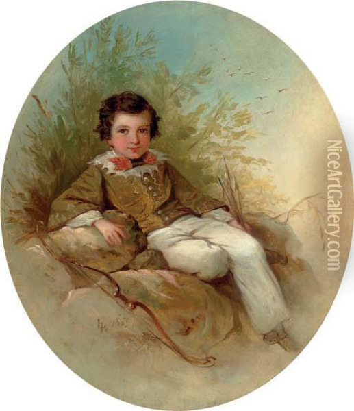 Portrait Of A Young Archer Oil Painting - Louis Lang