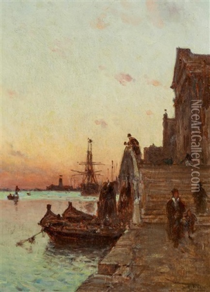 Abend In Der Lagune Vor Venedig Oil Painting - Amedee Rosier