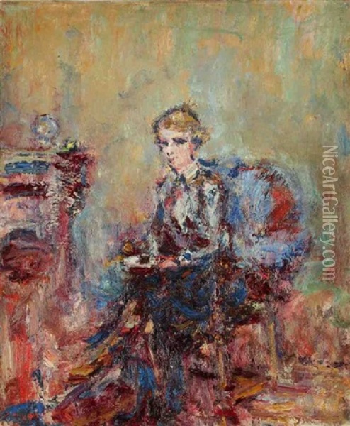 Jeune Femme Assise Oil Painting - Paul Kron