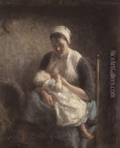 Maternity Oil Painting - Robert Gemmell Hutchison
