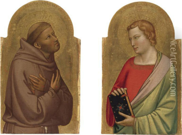 St. John The Evangelist;
 St. Francis Oil Painting - Bernardo Daddi