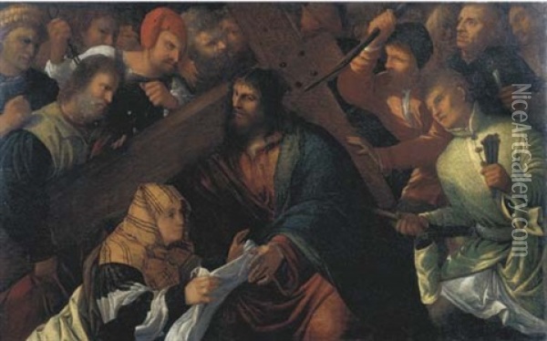 Cristo E La Veronica Oil Painting - Giovanni Cariani