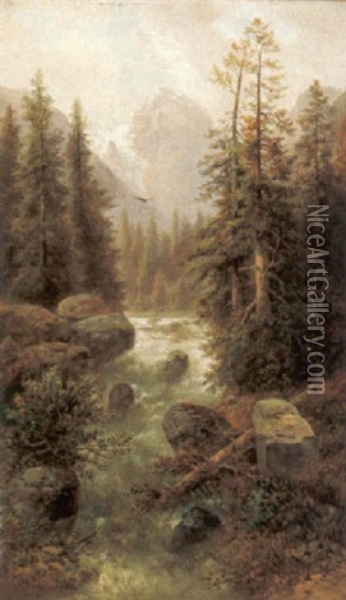 Landschaftsmotiv Bei Kitzbuhel, Tirol Oil Painting - Gustav Barbarini