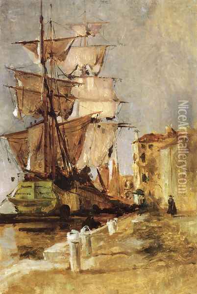 Venetian Sailing Vessel Oil Painting - John Henry Twachtman