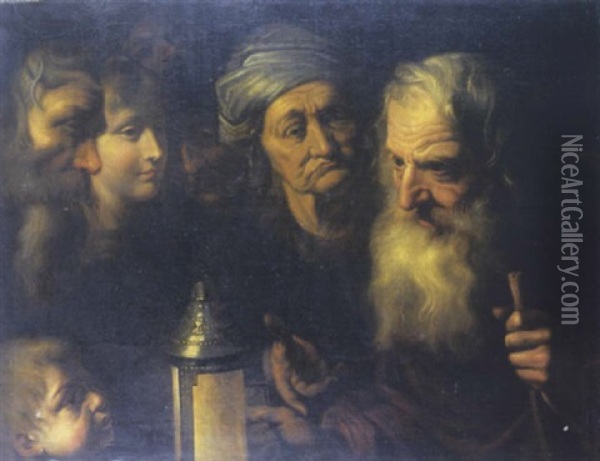 Diogene Avec Sa Lanterne, Cherchant Un Homme Honnete Oil Painting - Pieter van Mol
