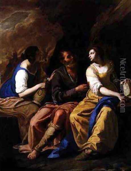 Lot and His Daughters Oil Painting - Artemisia Gentileschi