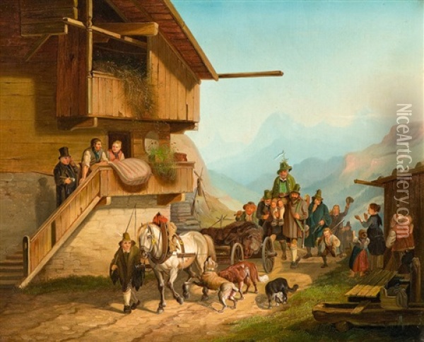 Der Bauernumzug Oil Painting - Joseph Heinrich Ludwig Marr