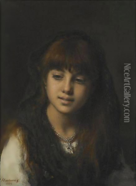A Young Girl 3 Oil Painting - Alexei Alexeivich Harlamoff