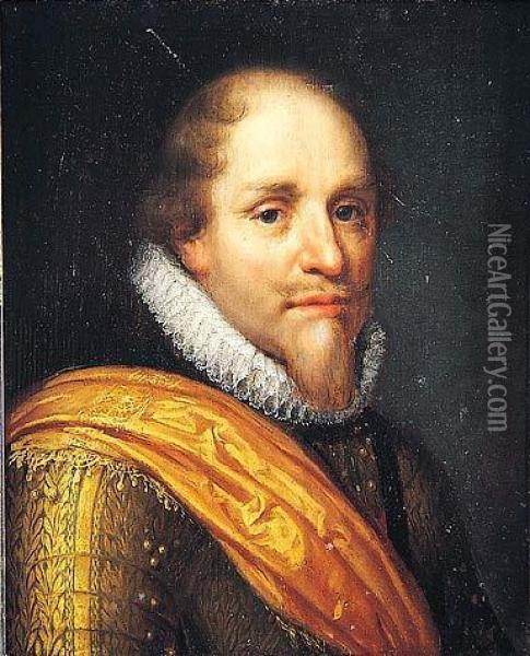 Retrato De Caballero, Busto Oil Painting - Michiel Jansz. Van Miereveldt