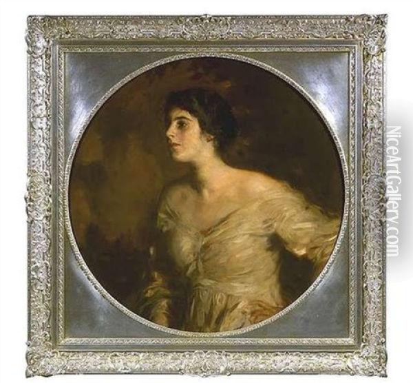 Bildnis Einer Dame Im Hellen Kleid Oil Painting - Carl von Marr