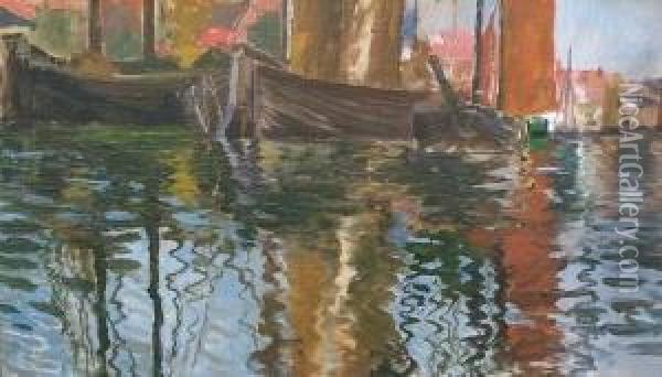 Segelboote Im Hafen Oil Painting - Max Eduard Giese