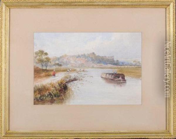 A Hay-barge On The Arun With Arundel Castle, West Sussex, In The Distance Oil Painting - John Constable