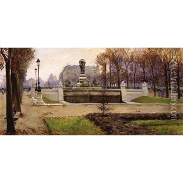Le Jardin Du Luxembourg, Paris Oil Painting - Ulisse Caputo
