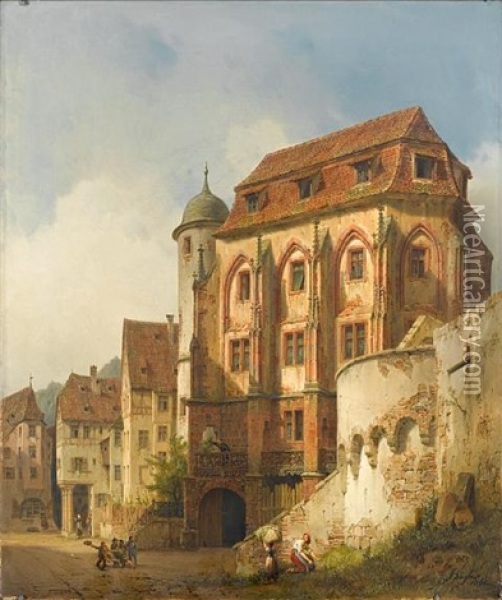 A View Of A Continental Town Oil Painting - Karl Boegler