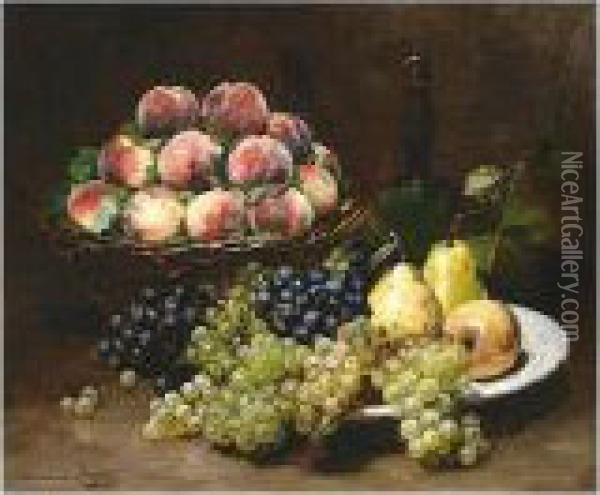 Still Life With Fruit Oil Painting - Dominique Rozier