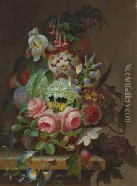 Floral Still Life Oil Painting - James C Sharp