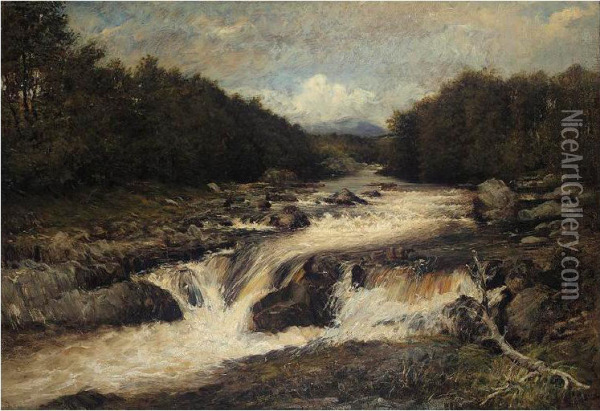 A Highland Stream Oil Painting - James Irvine