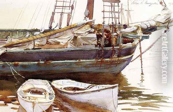 Schooner, Catherine, Somesville, Maine Oil Painting - John Singer Sargent