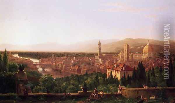 View of Florence from San Miniato Oil Painting - Thomas Cole