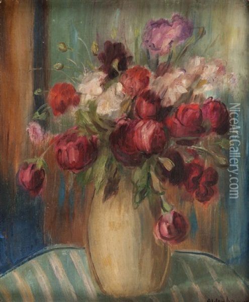 Vase With Flowers Oil Painting - Abraham Weinbaum