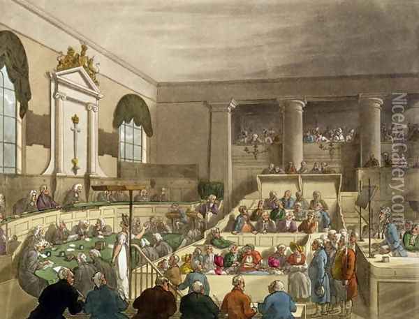 Trial in Progress at the Old Bailey Oil Painting - Thomas Rowlandson