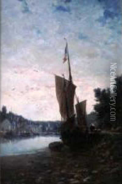 Pont-aven, Le Port Oil Painting - Gaston-Marie-Anatole Roullet