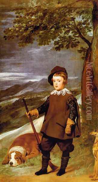 Prince Baltasar Carlos as a Hunter 1635-36 Oil Painting - Diego Rodriguez de Silva y Velazquez