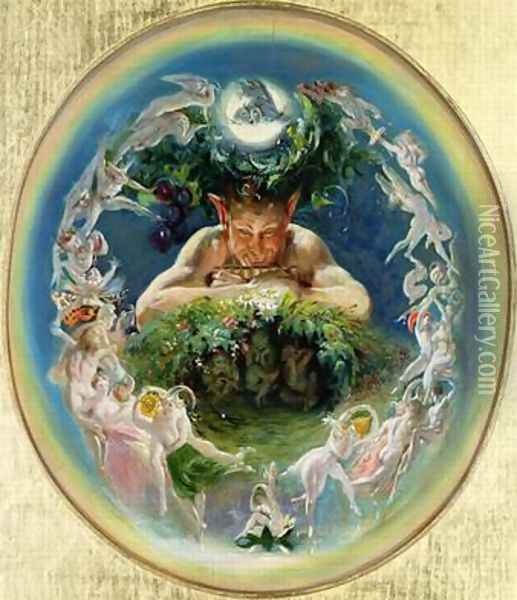 Faun and the Fairies 1834 Oil Painting - Daniel Maclise