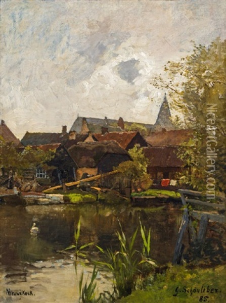 Motiv Aus Nieuwekerk Oil Painting - Gustav Schoenleber