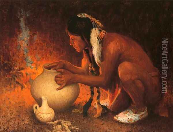 Making Pottery Oil Painting - Eanger Irving Couse