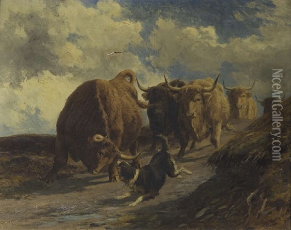 Keeping The Herd Together Oil Painting - Alfred Grey