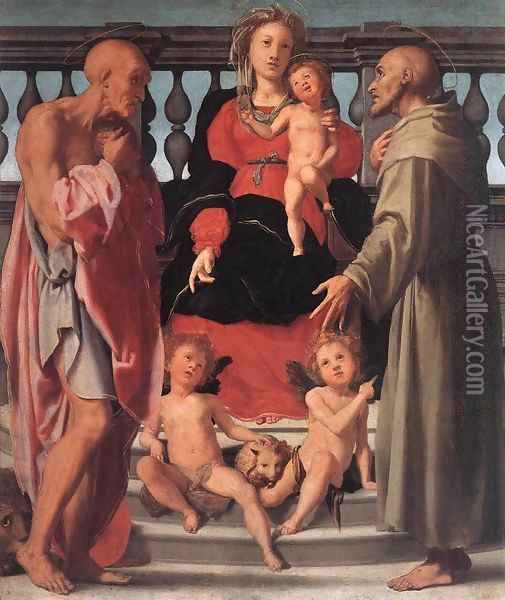 Madonna and Child with Two Saints Oil Painting - (Jacopo Carucci) Pontormo