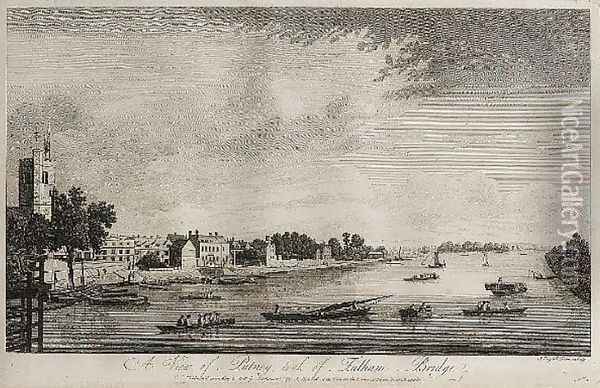 A view of Putney, took of Fulham Bridge 1780 Oil Painting - John Boydel