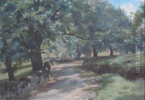 Tree Lined Lane Oil Painting - John Howard Lyon