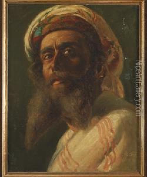 Portrait D'homme Au Turban Oil Painting - Theodor Pixis
