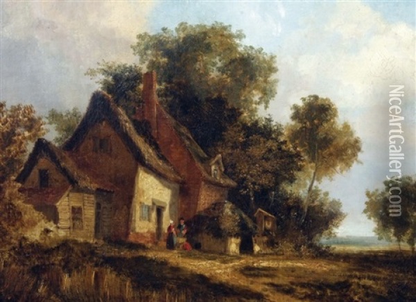 A Norfolk Cottage Oil Painting - George Vincent