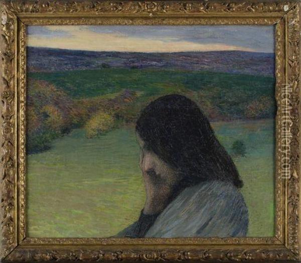 Femme Pensive Au Crepuscule Oil Painting - Henri Martin
