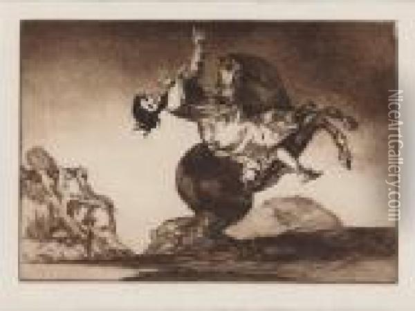 La Jeune Femme Emportee Par Un Cheval Qui Se Cabre Oil Painting - Francisco De Goya y Lucientes