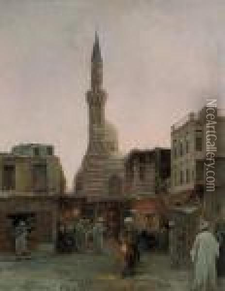 The Bazaar Before The Mosque Oil Painting - Max Friedrich Rabes